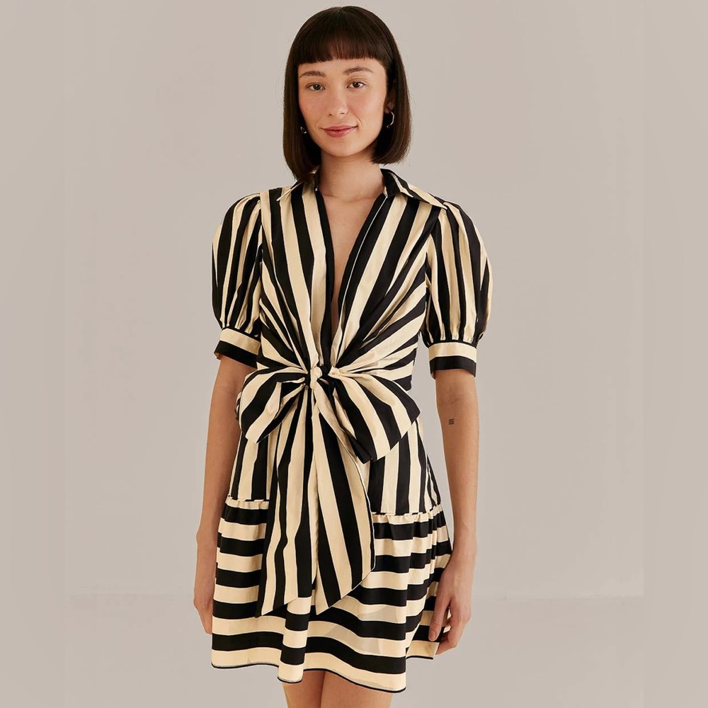 NWT Farm Rio black and white stripe mini dress